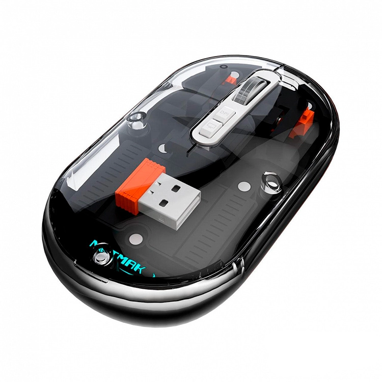 Mouse Netmak Optimize M670 Inalambrico Transparente Negro 2.4GHZ BT 5.0 Art.NM-M670
